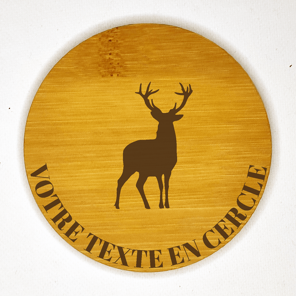 Miniature : dessous de verre cerf personnalisable bambou