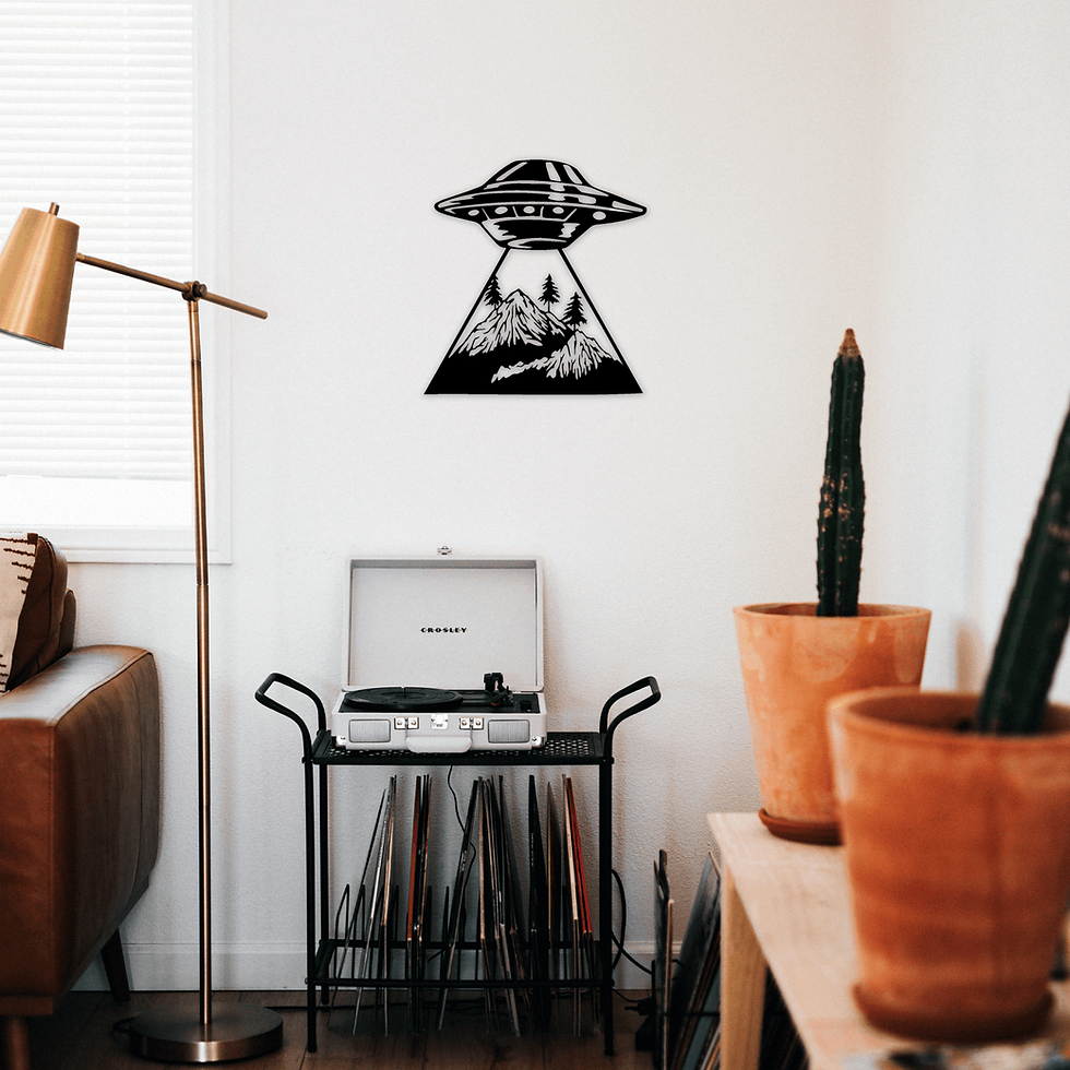 Tableau Ovni et Montagne – Design Surréaliste et Mystérieux