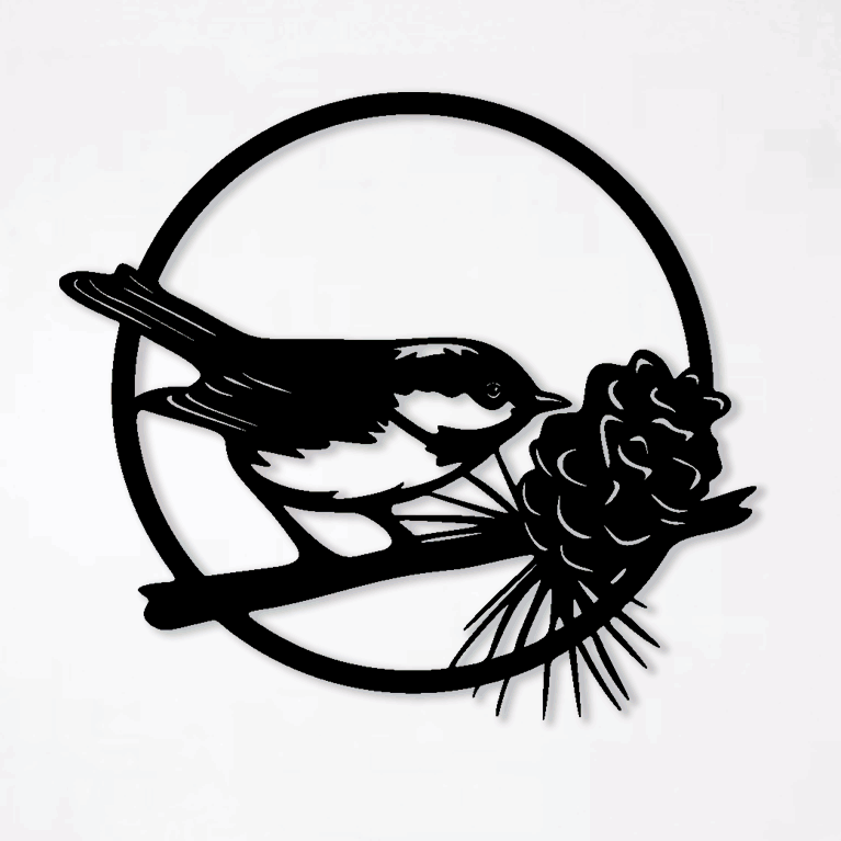 Tableau Oiseau et pomme de pin