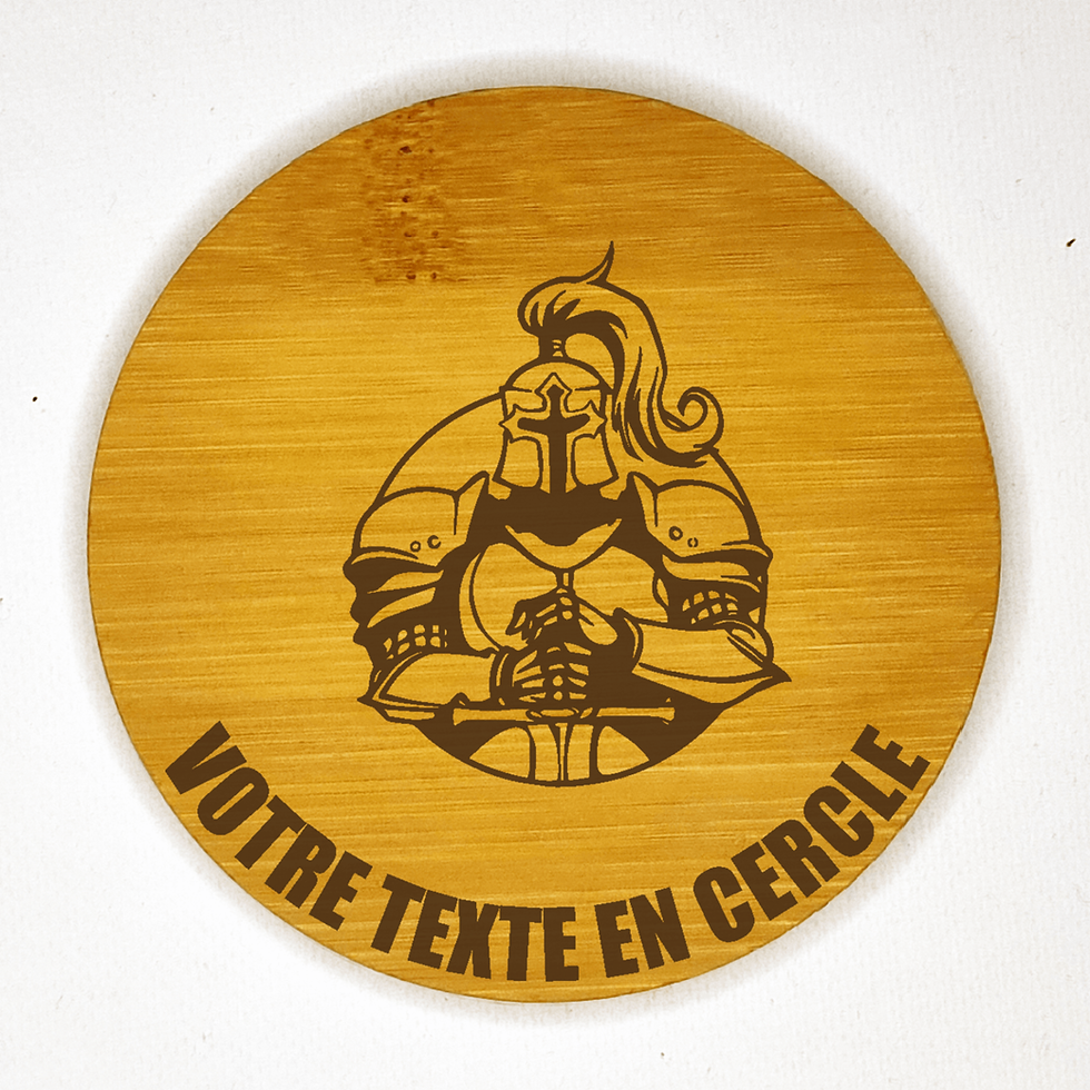 Miniature : dessous de verre chevalier et épée personnalisable bambou