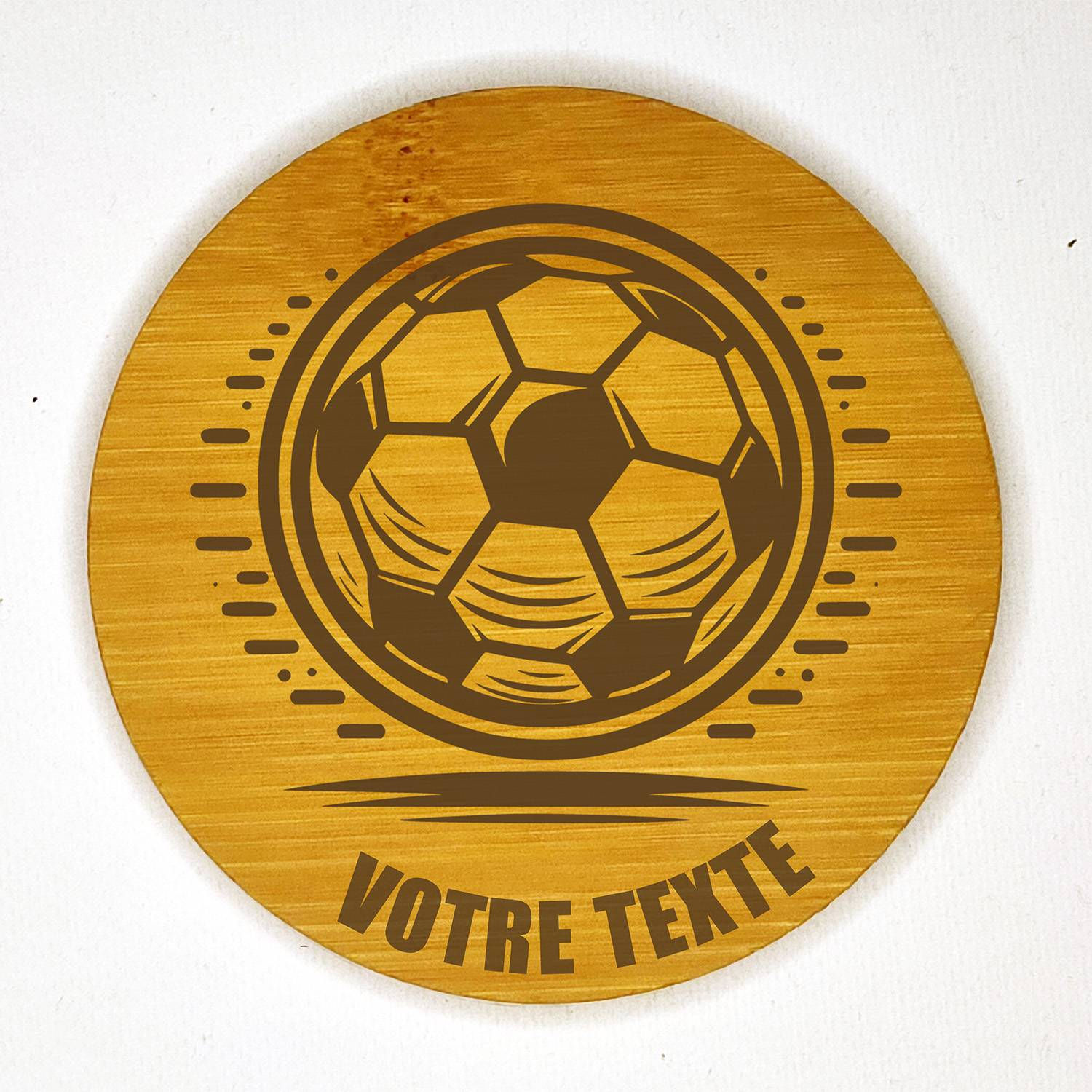 dessous de verre ballon de foot personnalisable bambou