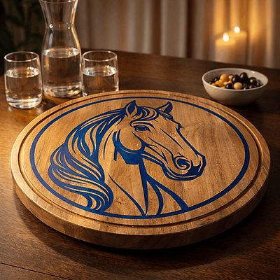 création unique gravée plateau bois epoxy