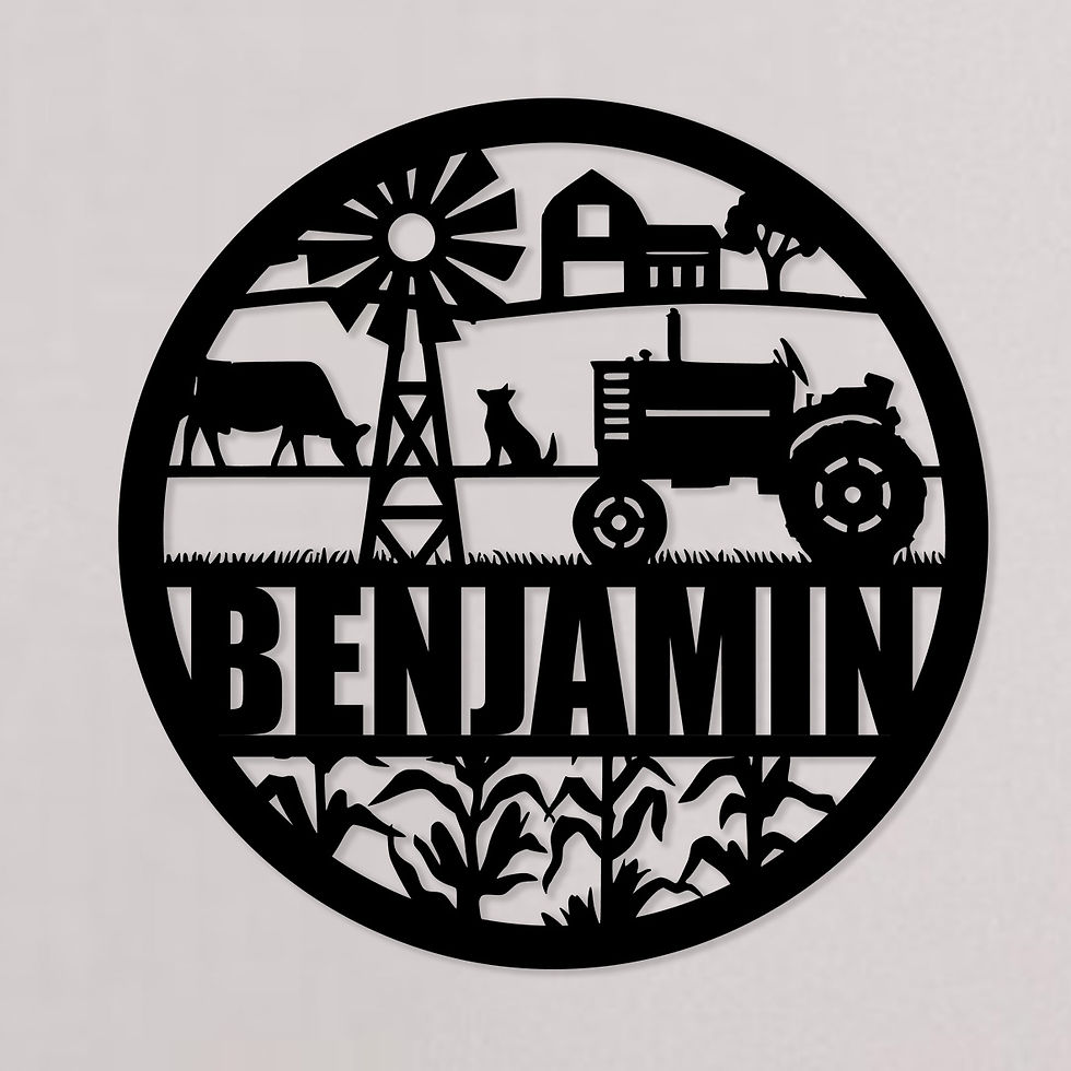 Tableau Personnalisé Ferme avec Tracteur et Éolienne - Vintage et Champêtre