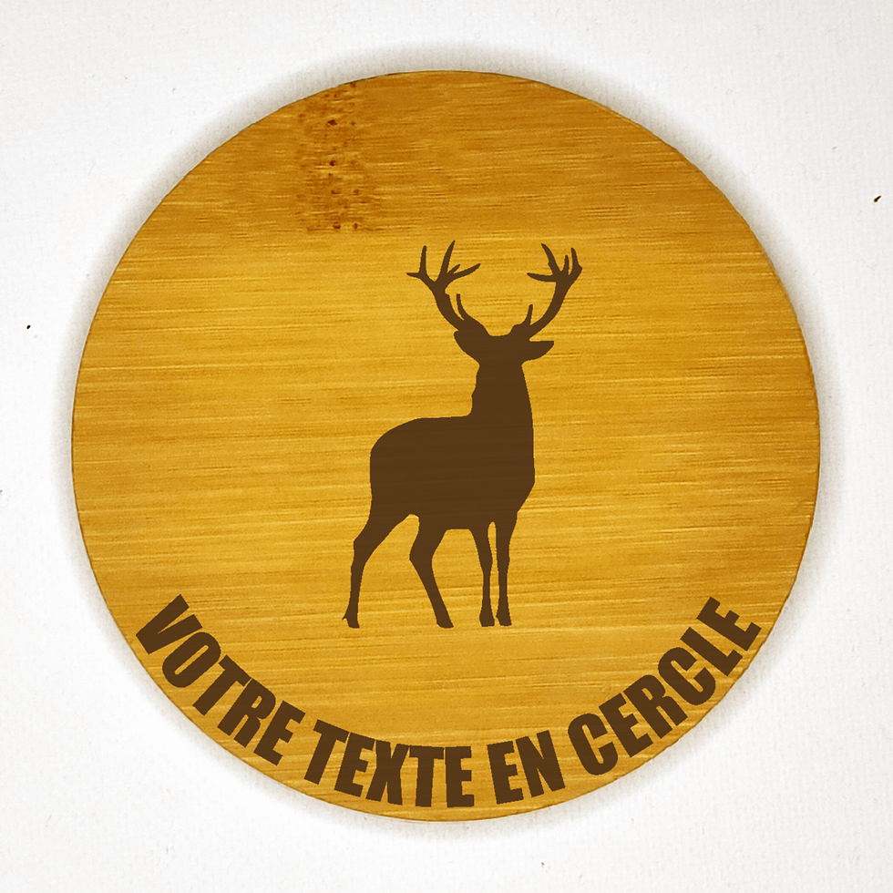 Miniature : dessous de verre cerf personnalisable bambou