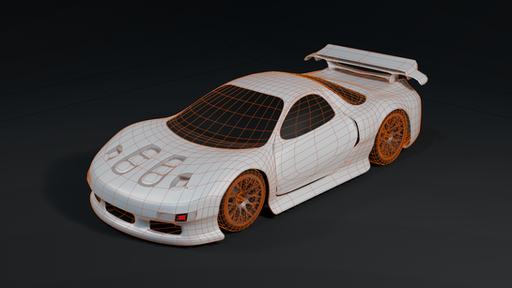 Front wireframe and color render