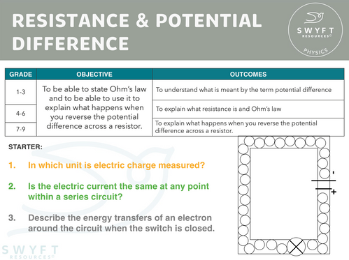 Resistance Potential Difference Electricity Swyft Resources Resistance Potential Difference Electricity Swyft Resources