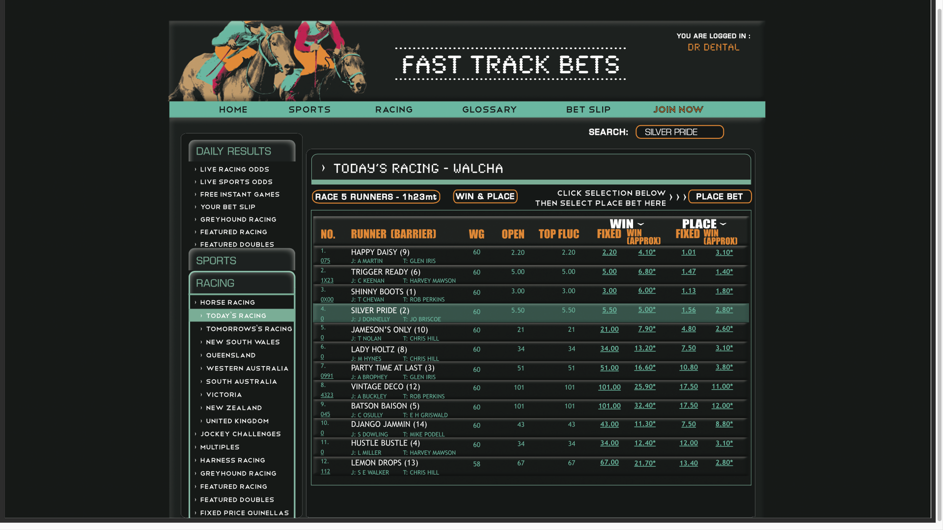 Horse Betting Website