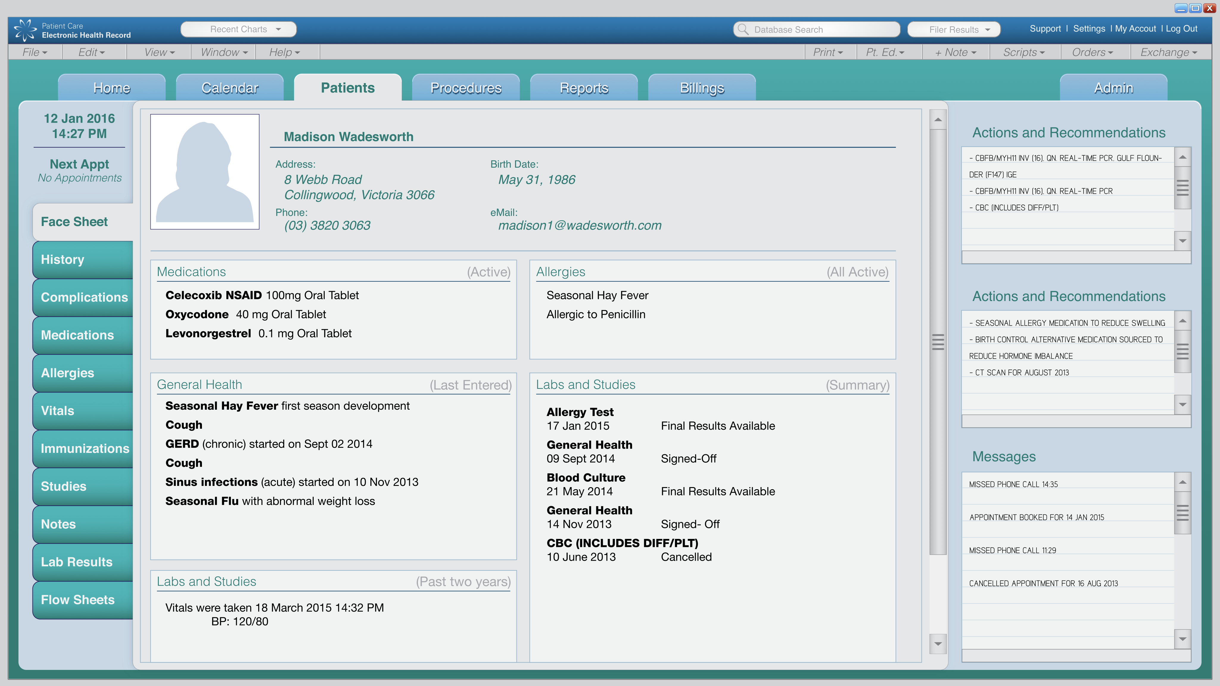 GP Generic Patient Screen