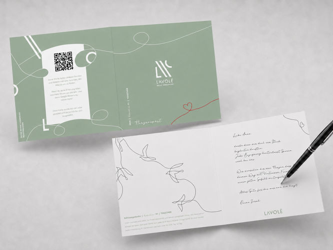 Mock-up zur Visualisierung eines Corporate Designs nach der Layoutentwicklung auf Grundlage eines Kundenbriefings
