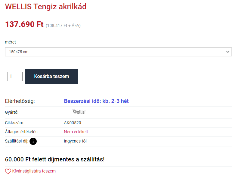 termékkép mellett megjelenő adatok