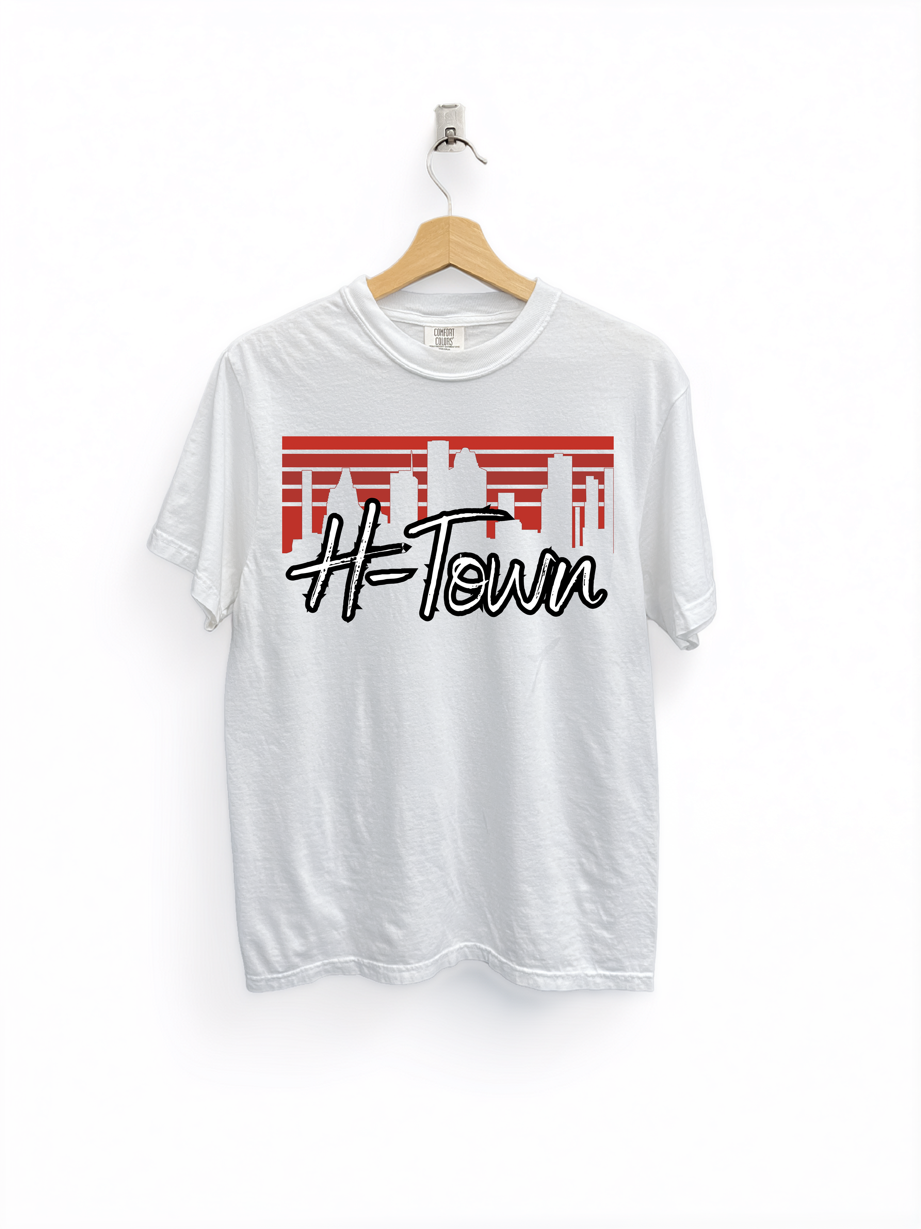 H-Town Retro Skyline Tee | Red Houston Graphic T-Shirt