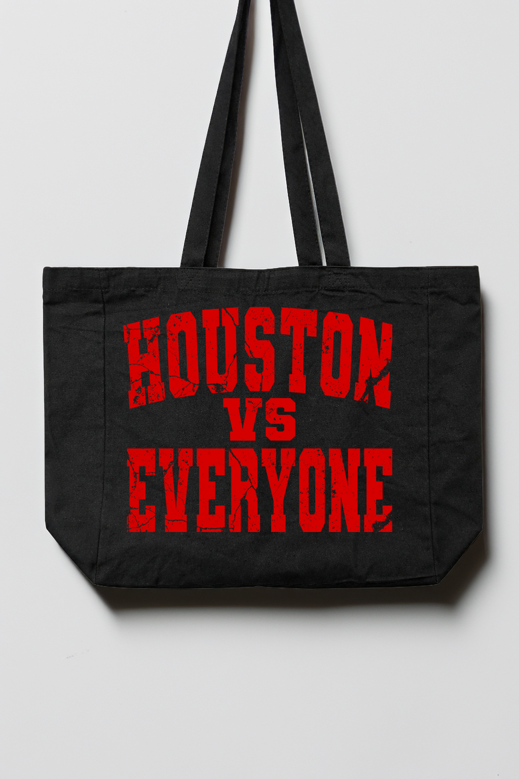 Houston vs Everyone Tote Bag | Black Canvas Houston Graphic Bag