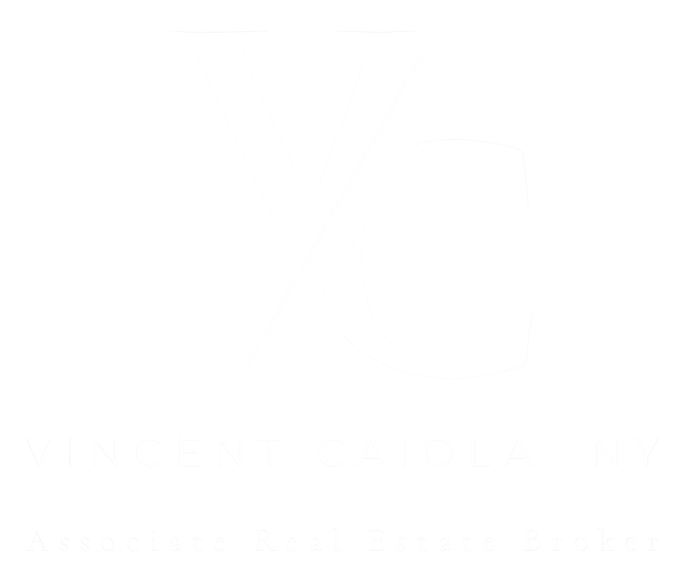 VC Vincent Caiola NY Associate Real Estate Broker on a black background.