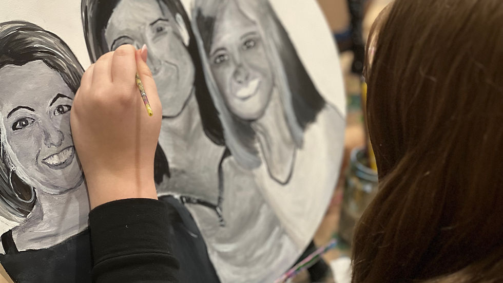 a hand with the face drawing on canvas