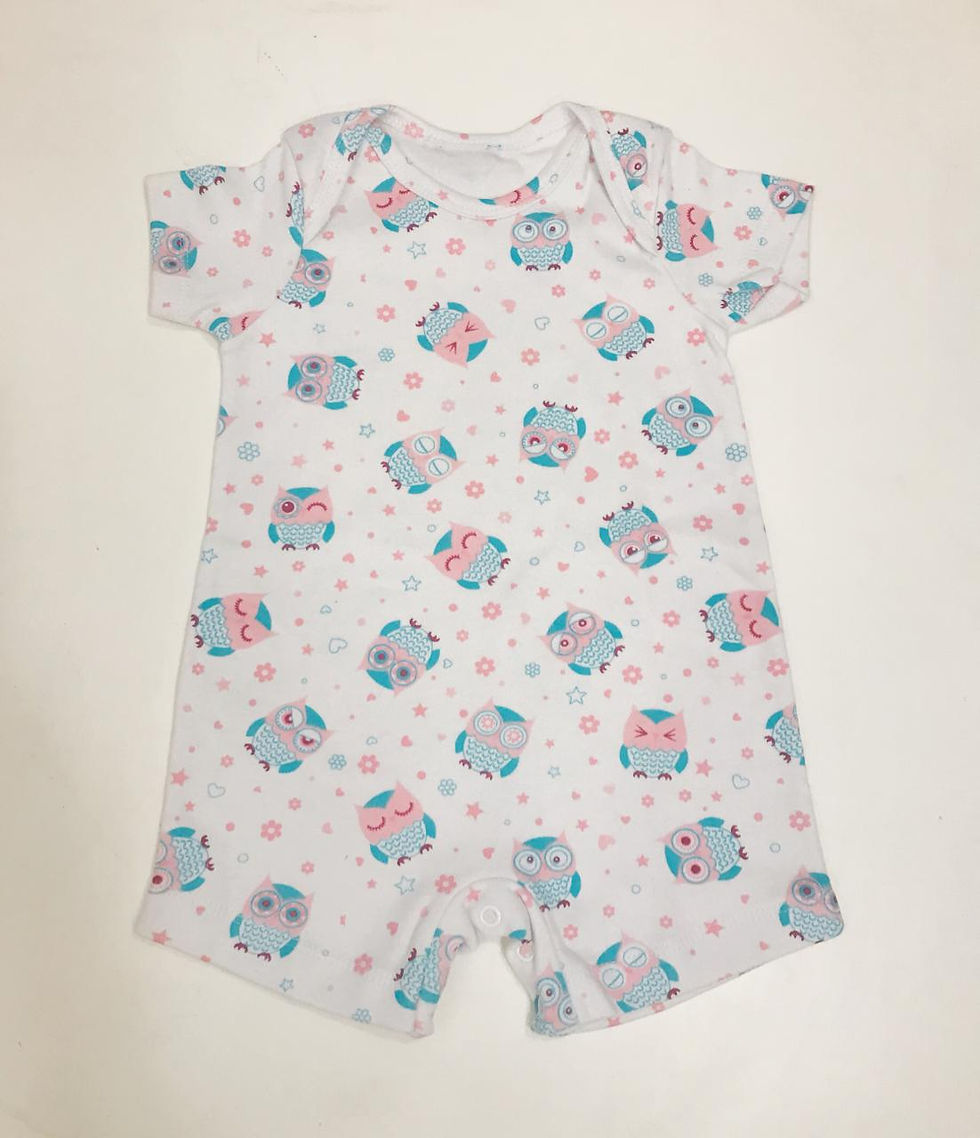Short sleeve jumpsuit with owl