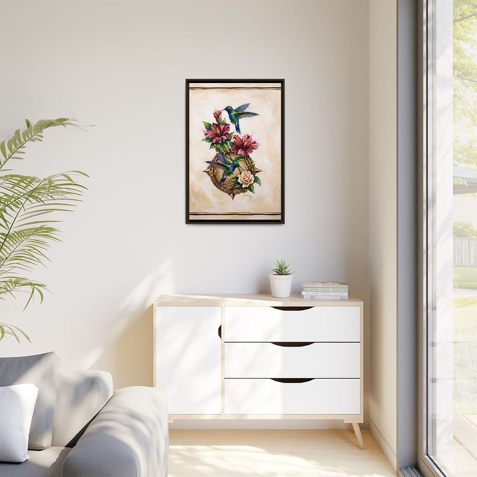 Thumbnail: Framed Hummingbird Canvas Art — By John Reign