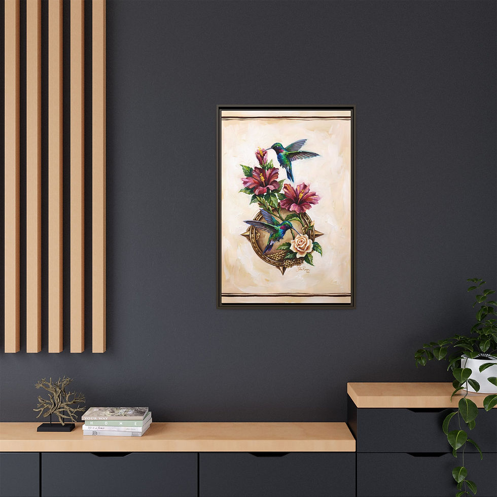 Thumbnail: Framed Hummingbird Canvas Art — By John Reign