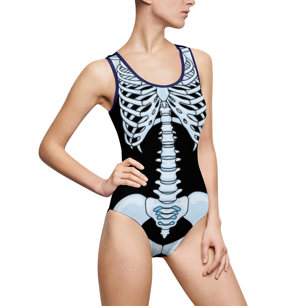 Thumbnail: Skeleton Print Women's One-Piece Swimsuit