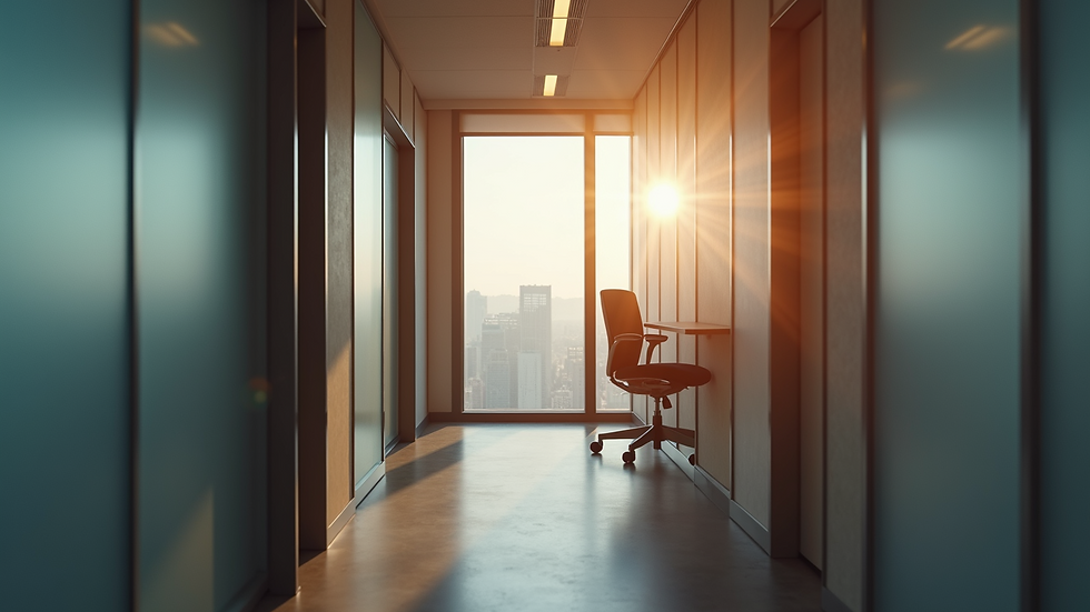 Close-up view of a private office pod with soundproof walls and adjustable lighting