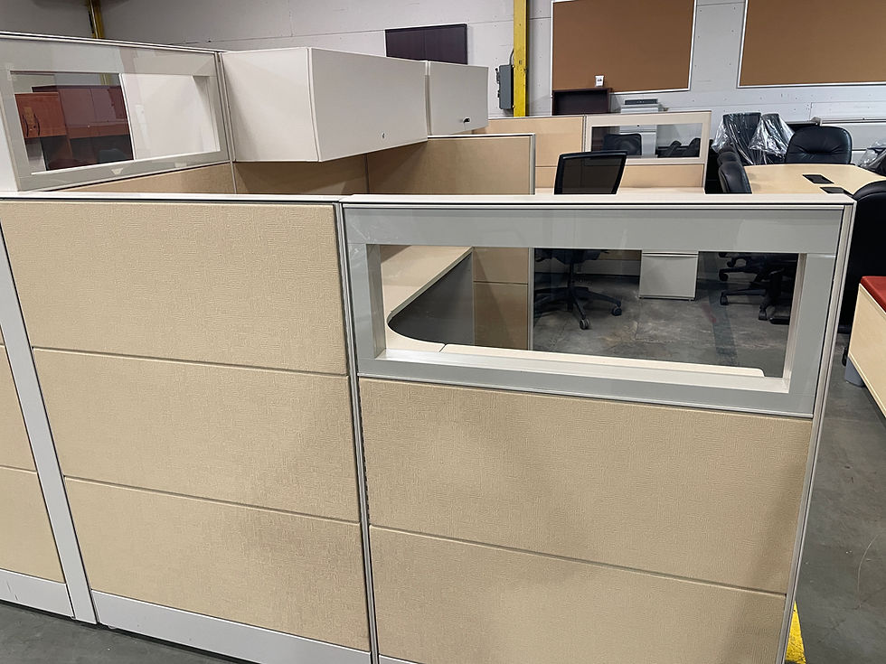 Thumbnail: Teknion 7x6x/64/54 Office Cubicle with glass (Used)