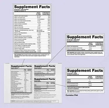 ingredients label detail forTheraNatal Complete prenatal vitamin