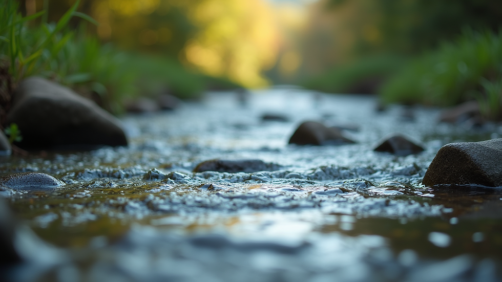 Close-up view of a serene nature scene with a flowing river