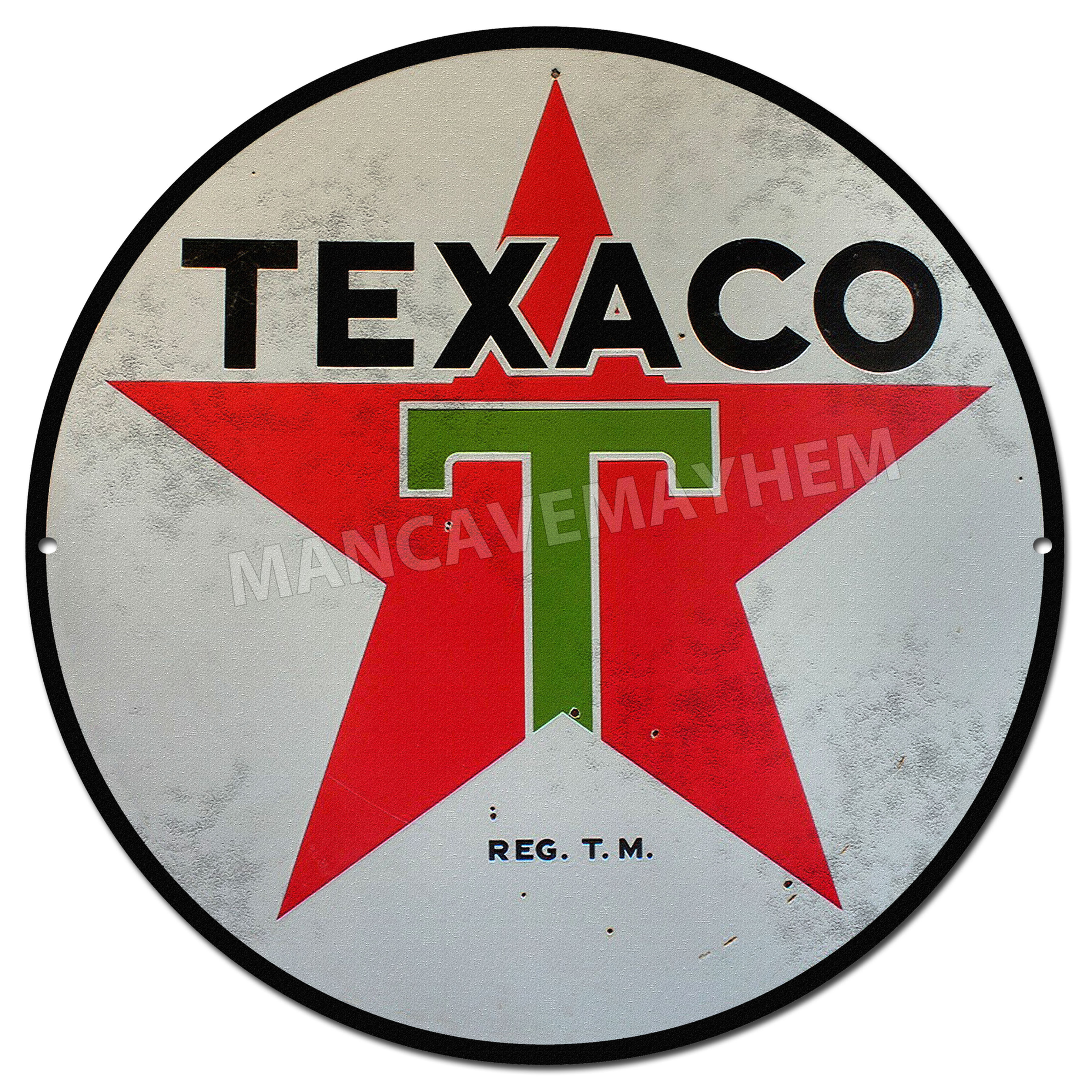 TEXACO 11" ROUND METAL SIGN 16" X 12"