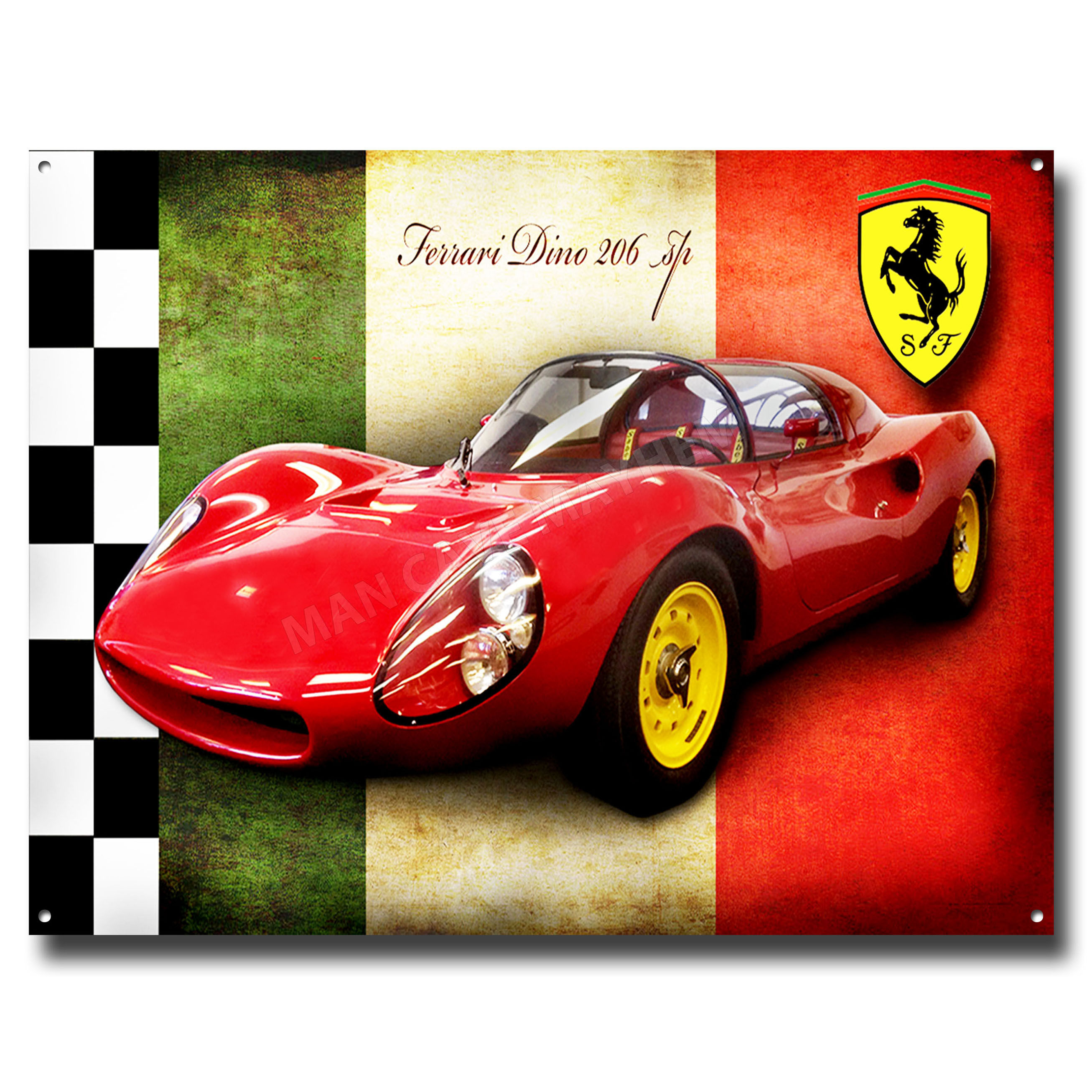 FERRARI DINO 206 METAL SIGN 16" X 12"