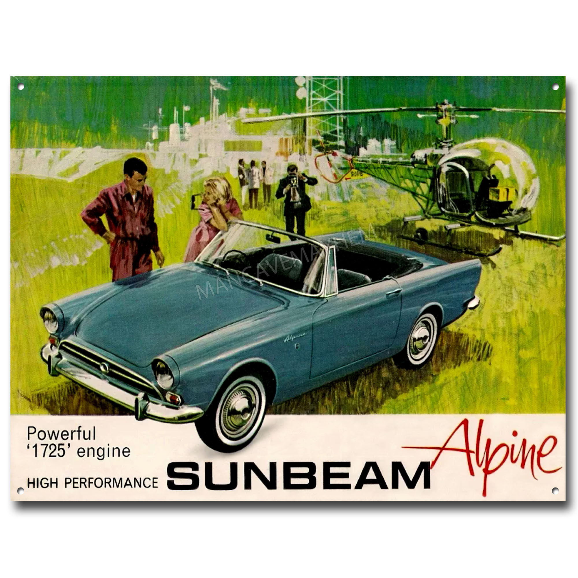SUNBEAM ALPINE ADVERTISEMENT METAL SIGN 16" X 12"
