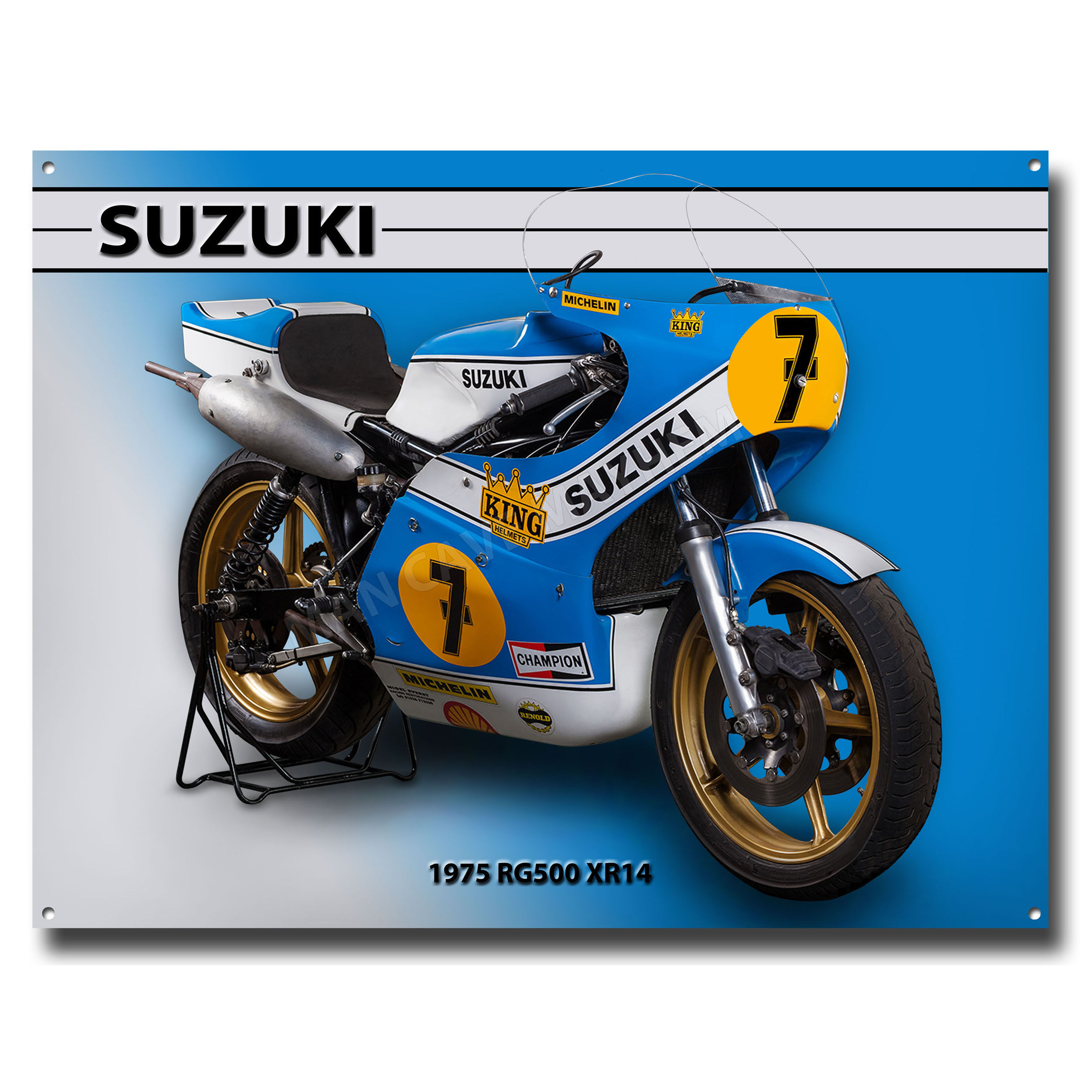 BARRY SHEENES SUZUKI 1975 RG500 XR14 METAL SIGN 16" X 12"