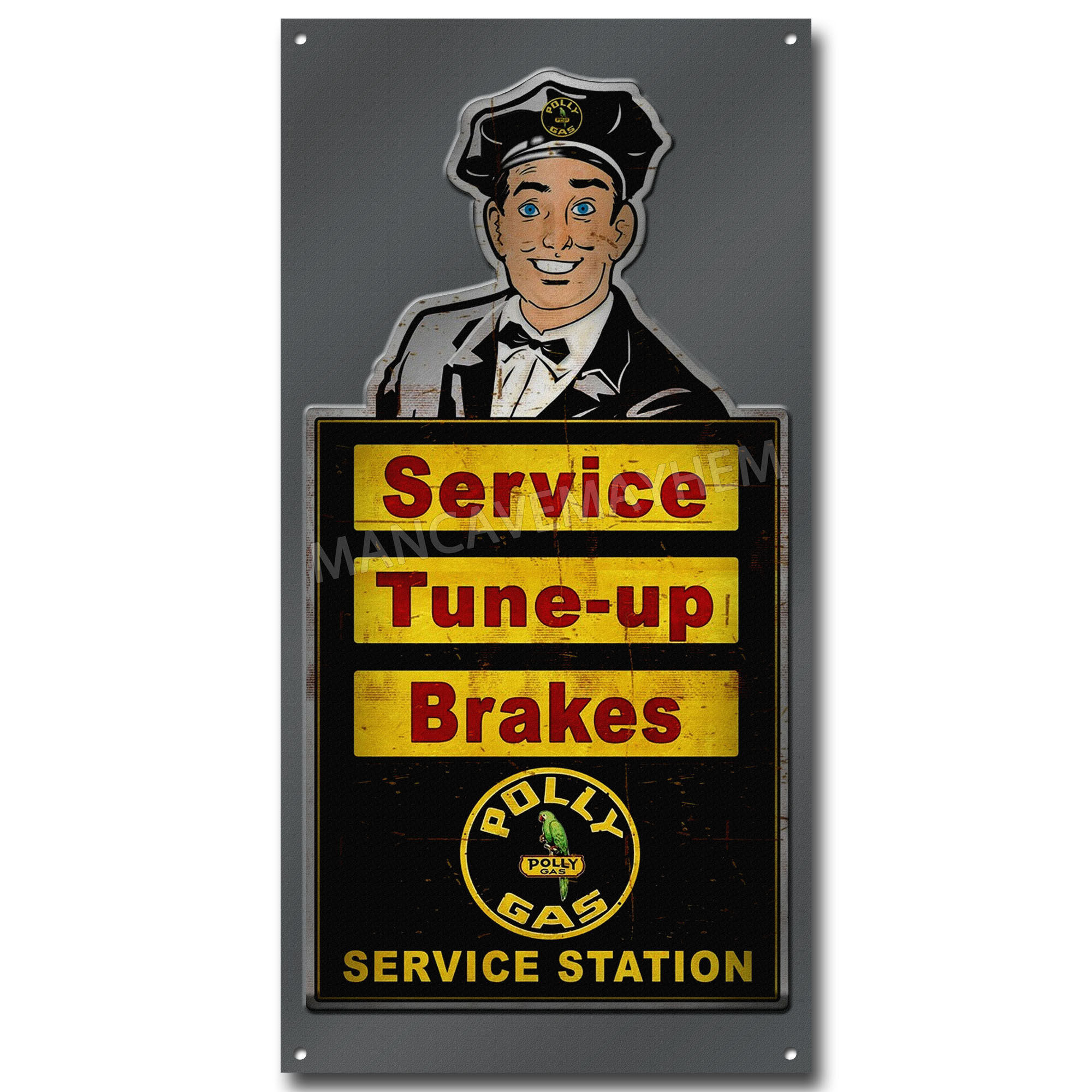 POLLY GAS SERVICE STATION METAL SIGN 8" X 12"