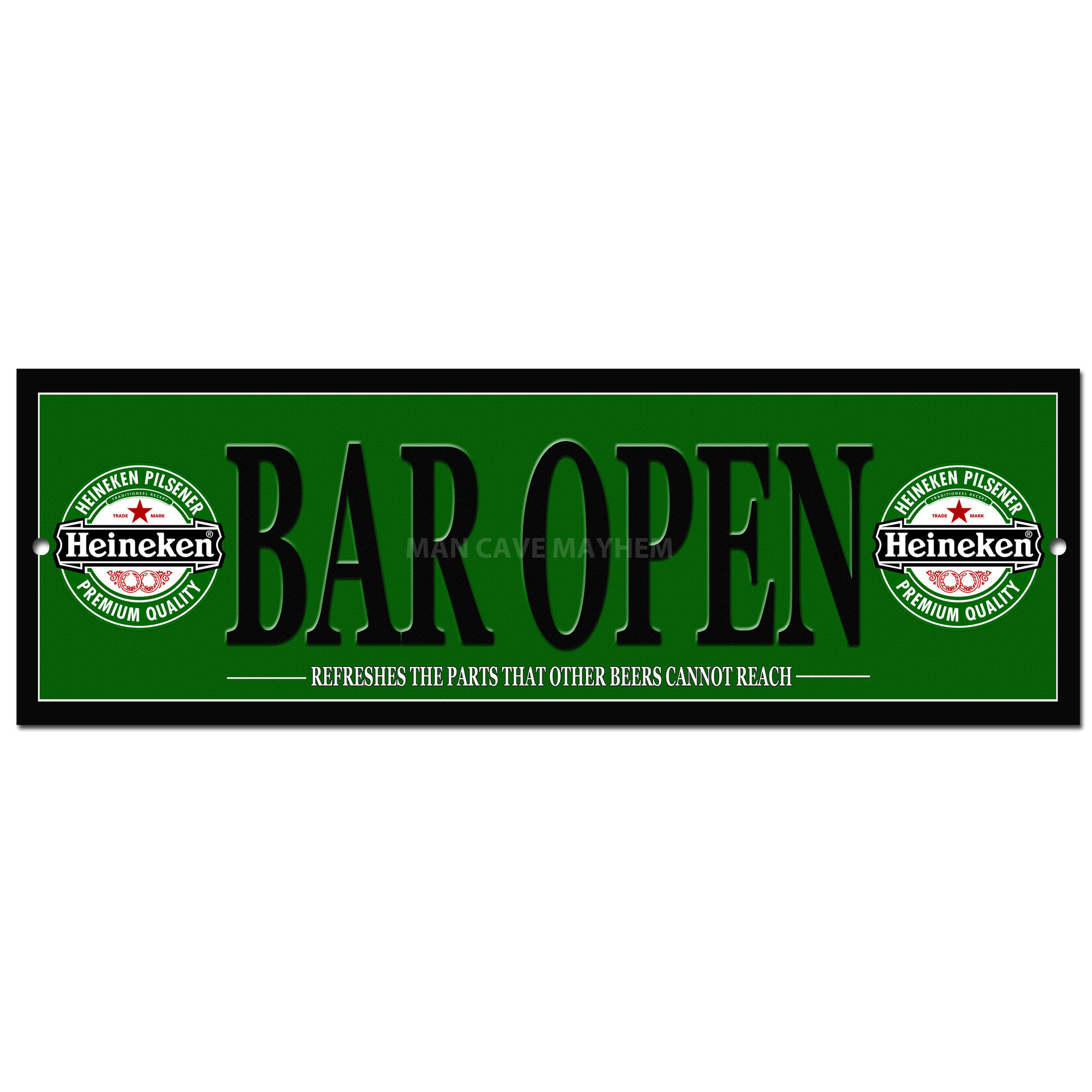 HEINEKEN BAR OPEN METAL SIGN 12" X 4"