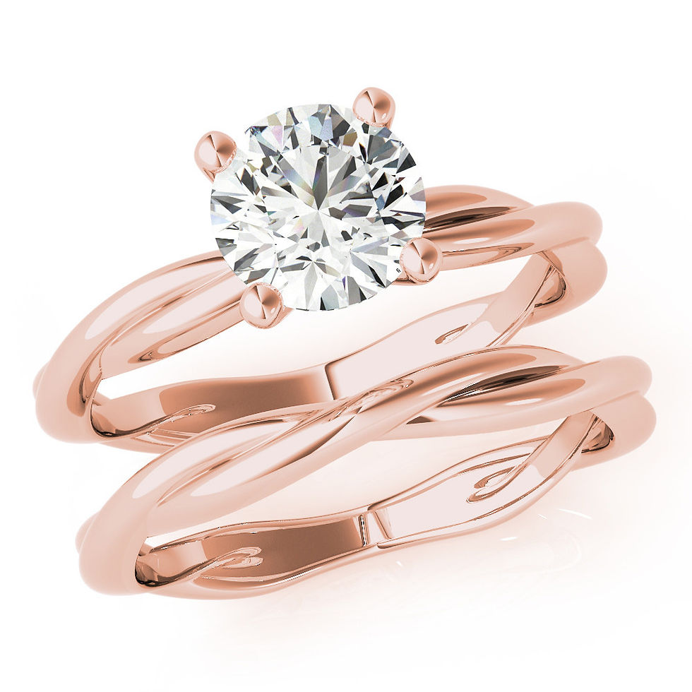 Thumbnail: Product: Round Brilliant 1.00 ct Engagment Ring & Matching Wedding Band Ring Set 14k Gold