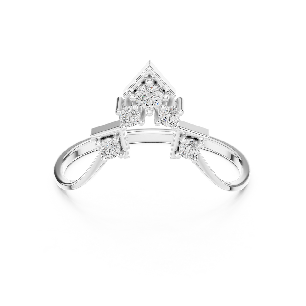 Petit Women's Round Diamond Ring Matching Wedding Band 14K Gold