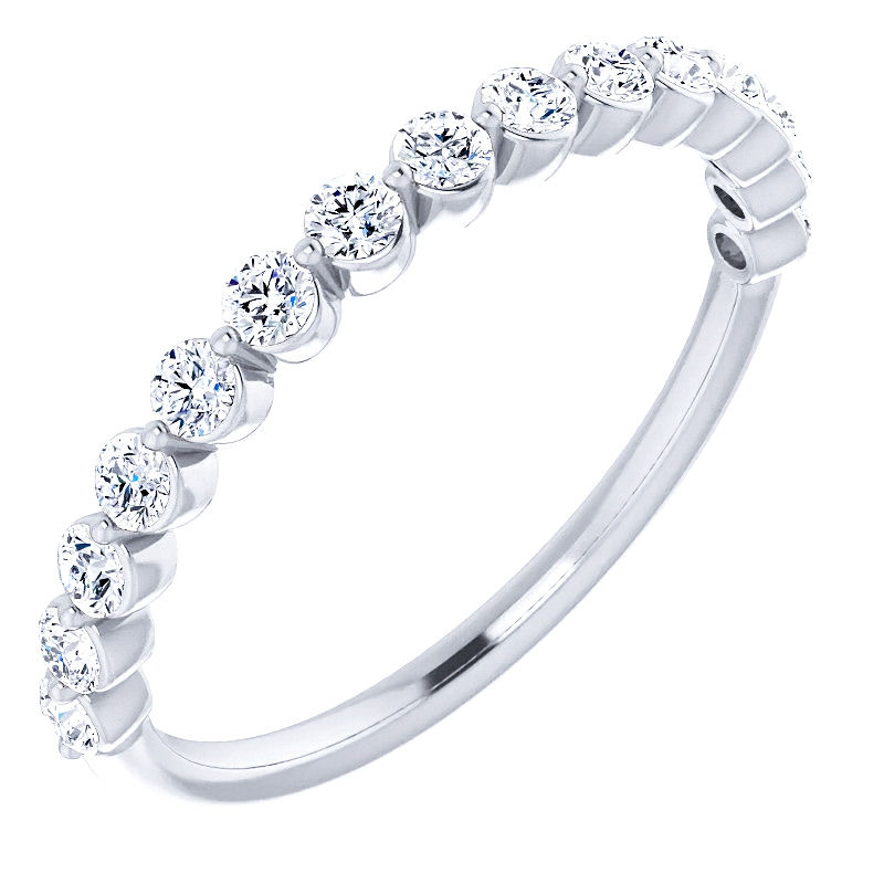Thumbnail: 0.50 Cts Round Cut Diamond Wedding Band on 14k White Gold - 2MM
