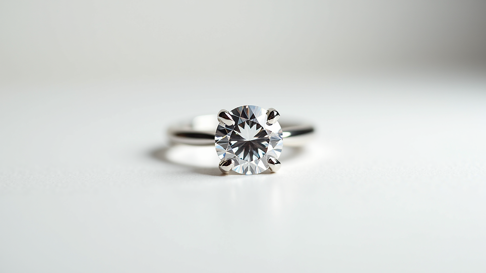 Close-up view of a sparkling diamond ring on a white background