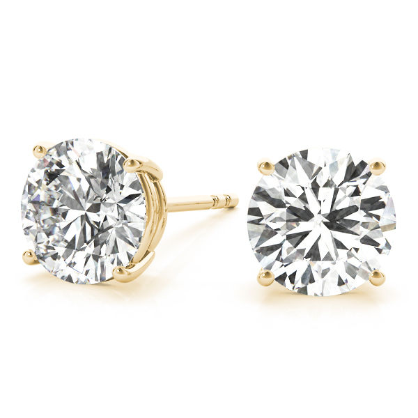 Thumbnail: round cut stud diamond earrings