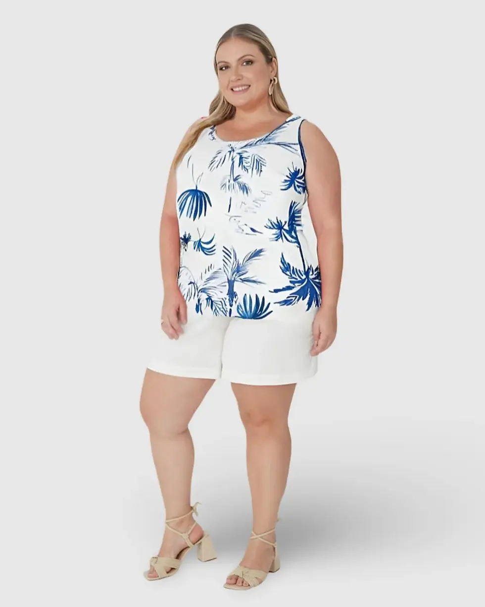 Miniatura: REGATA FEMININA PLUS SIZE ESTAMPADA EM VISCOSE STRETCH MALWEE