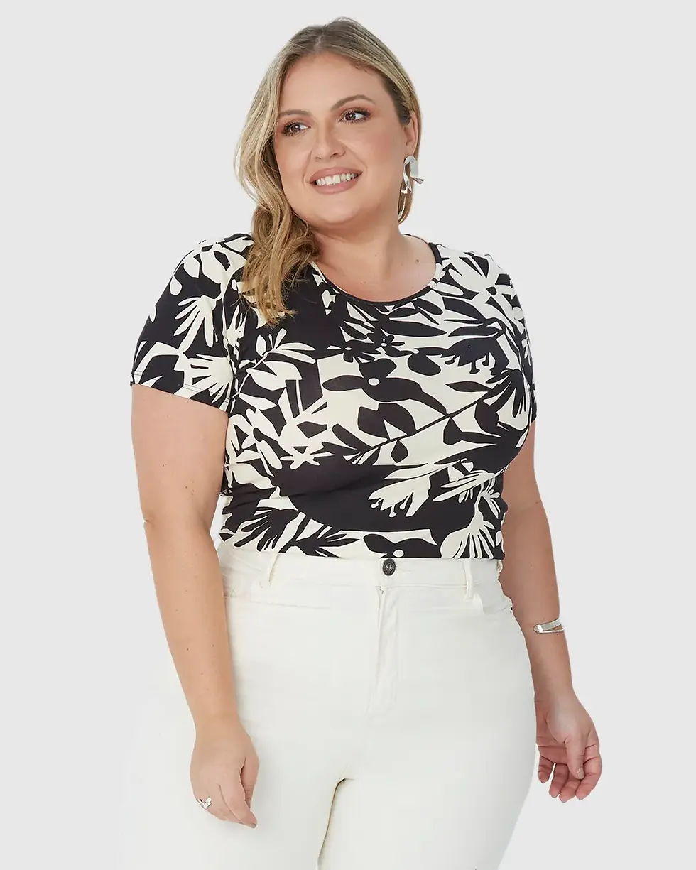 Miniatura: BLUSA FEMININA PLUS SIZE MANGA CURTA EM VISCOSE STRETCH Malwee