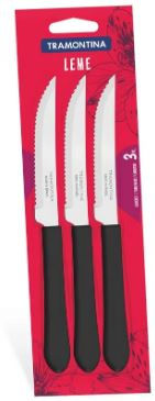 Tramontina - Jogo Facas Chur Inox 3Pc Leme Pre - 23180304