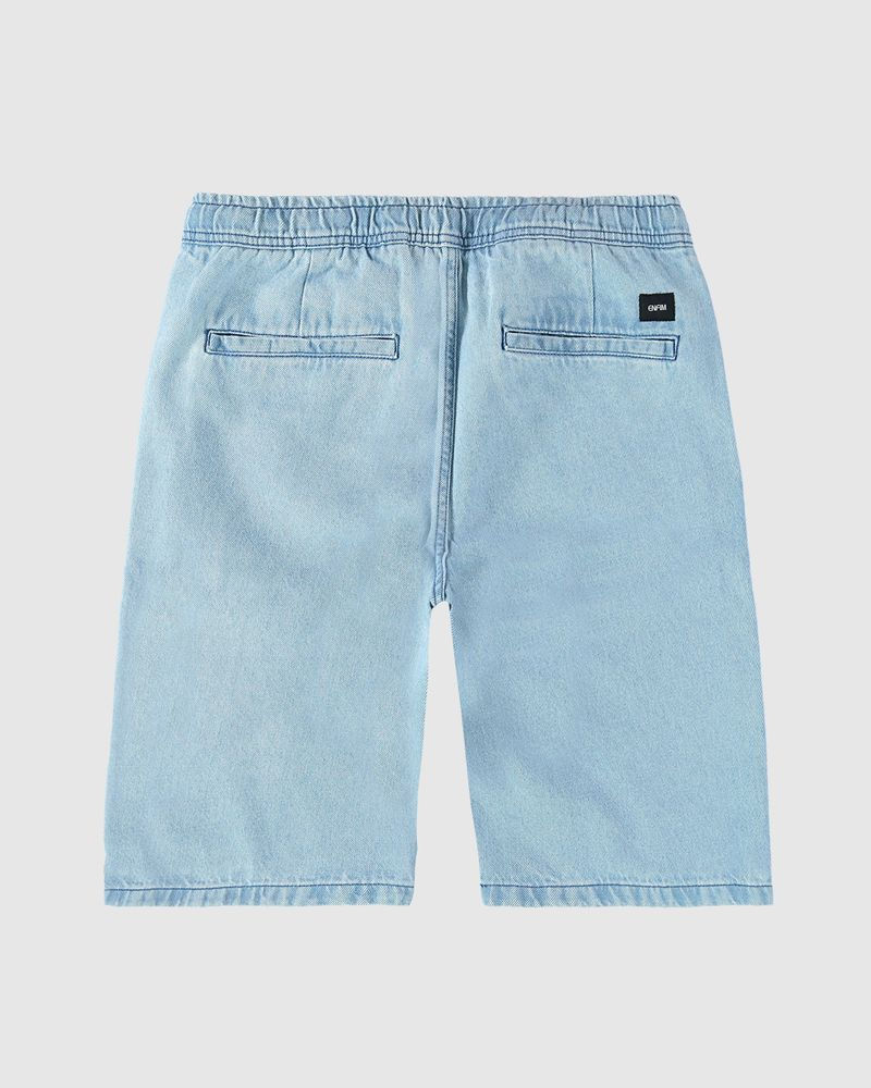 Miniatura: Bermuda Chino Masculina Cós Elástico Em Jeans 100% Algodão - ENFIM Azul
