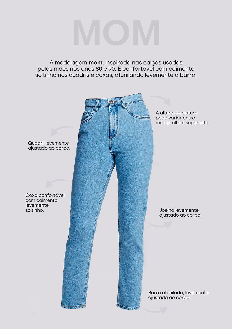 Miniatura: Calça Jeans Mom Fit Cintura Alta - Dzarm