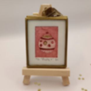 Bauble V, framed original miniature collagraph wall art print