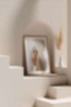 Thumbnail: Digital artwork of woman wearing head scarf and dress in neutral coloured setting,