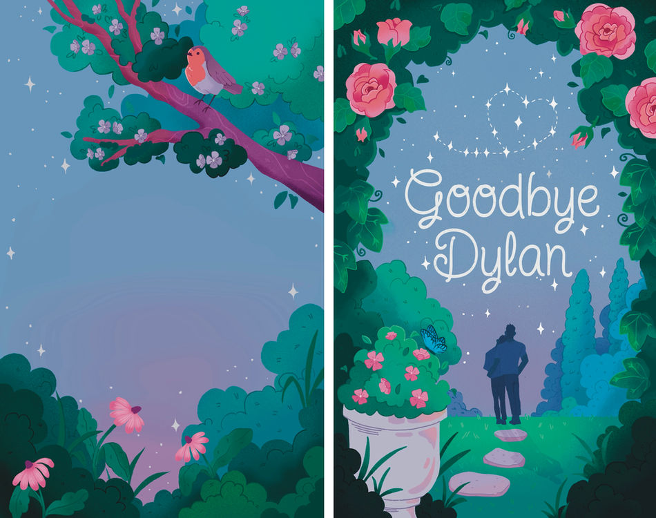 illustration of a garden for a book cover flowers 