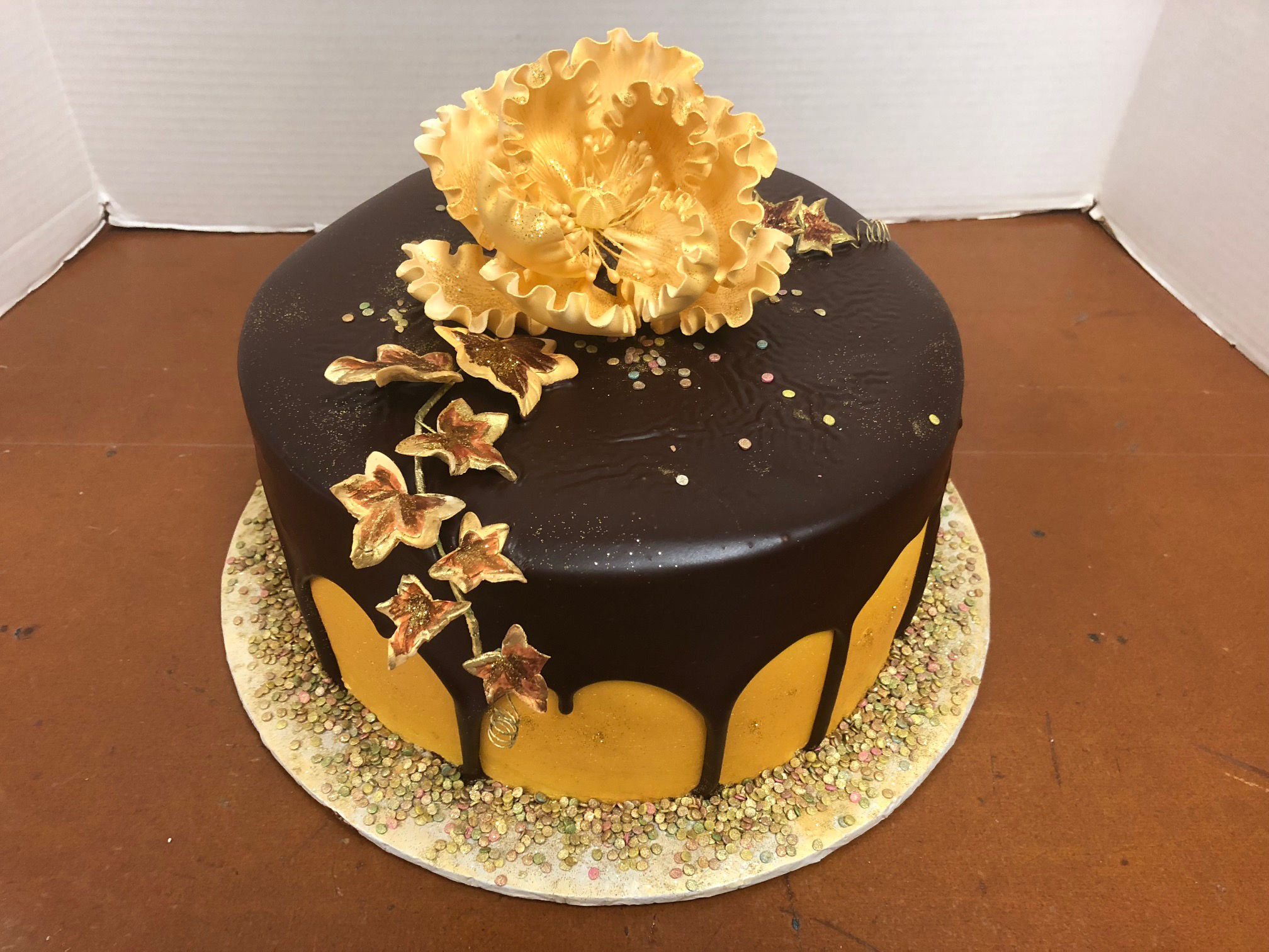 Gold Chocolate Drip Cake