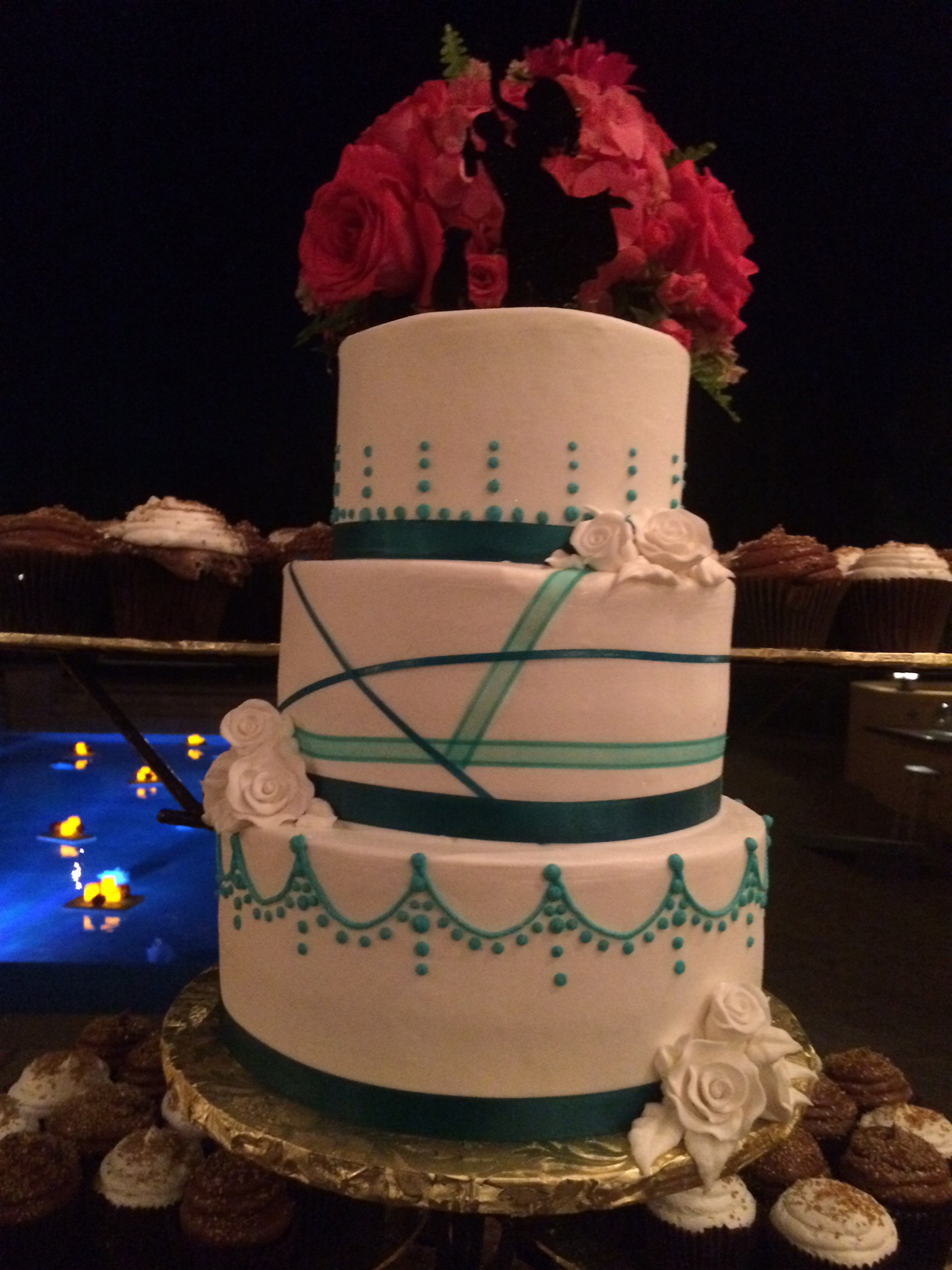 Modern Blue Ribbon Wedding cake