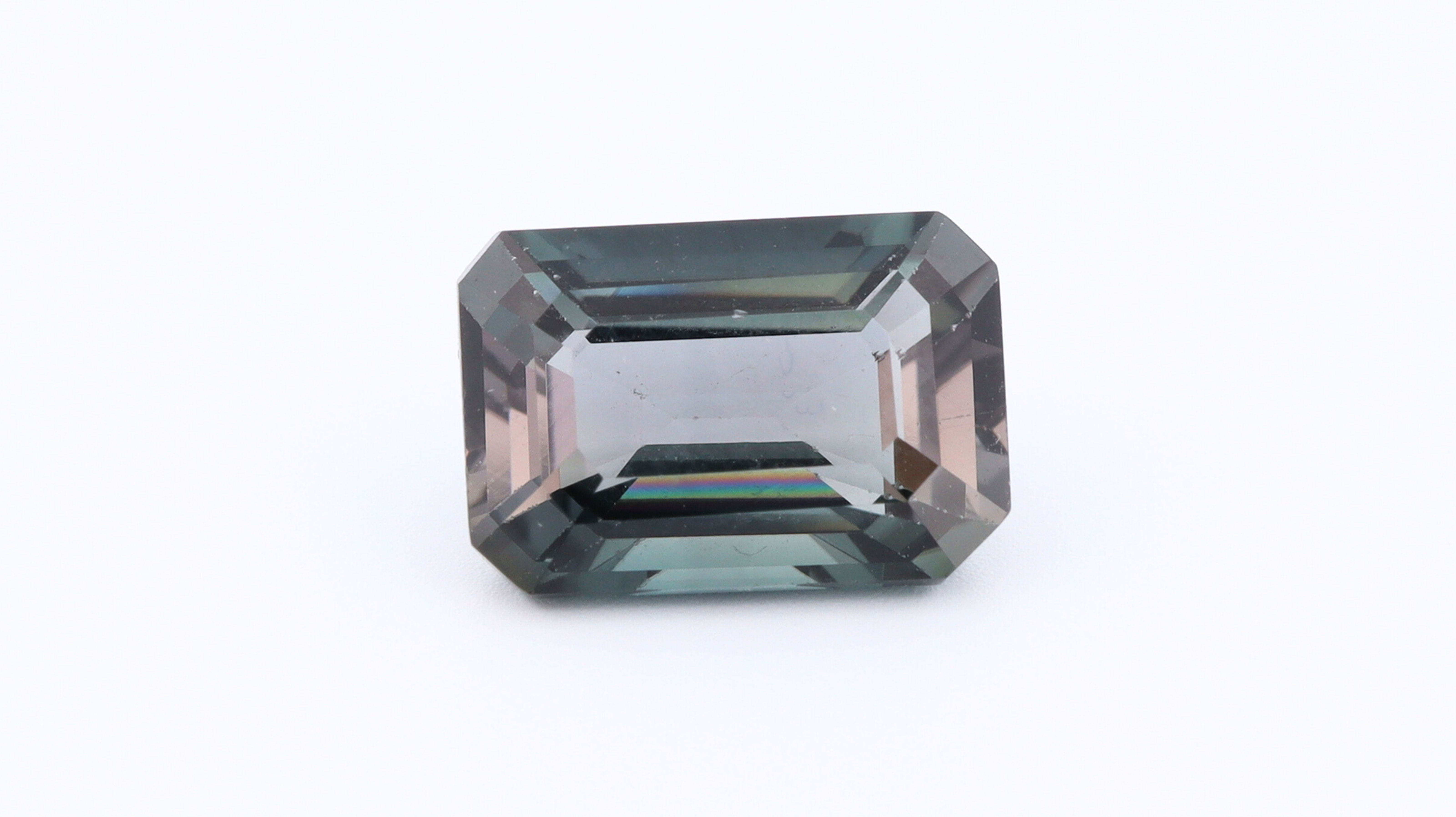 Front photo of a certified Gray Tourmaline - Emerald Cut - 2.18ct