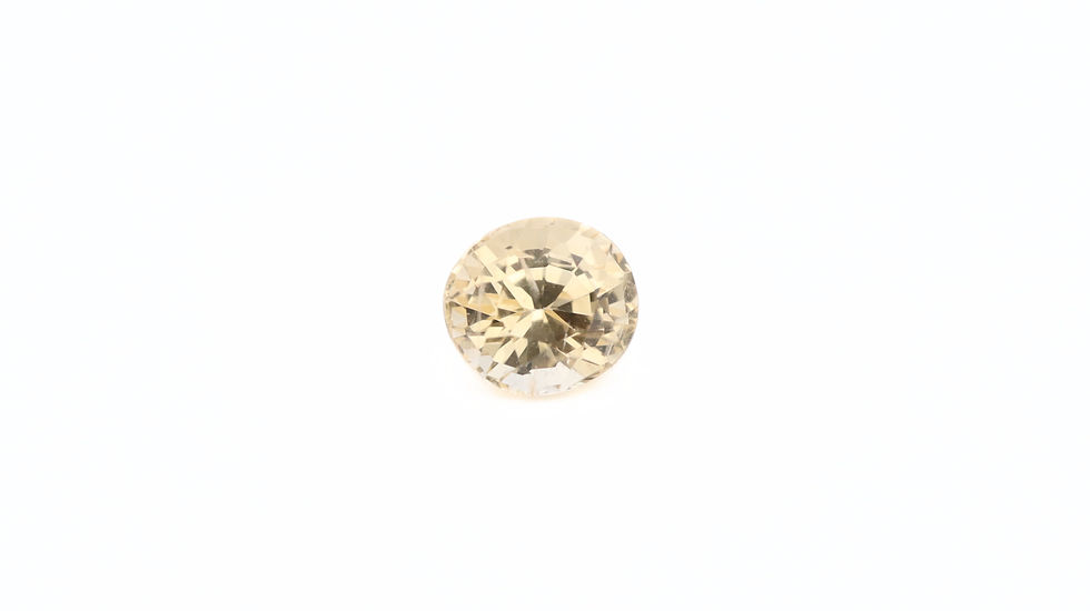 Front photo of a yellow Sapphire, oval cut, measuring 4.87x5.38x3.75mm and weighting 0.82ct.
