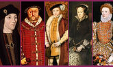 The Tudors - portraits left to right, Henry VII, Henry VIII, Edward VI, Mary I and Elizabe